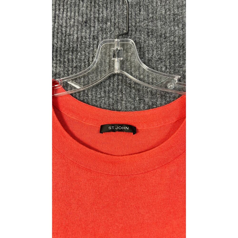 St. John Sweater Womens XL Orange Crew Neck Silk Cashmere Pullover Minimalist - Picture 2 of 9